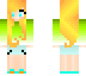 gold haired girl.with green t-shirt