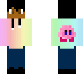 me in a rainbow hoodie with kirby on the back and rainbow head phones