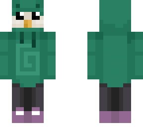 penguin in frog hoodie