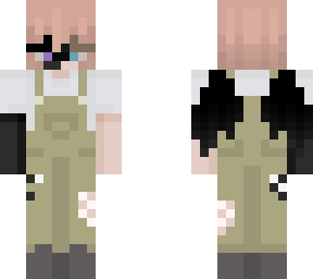 short strawberry blond hair - green overalls