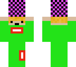 a little man carrying a checkered box
