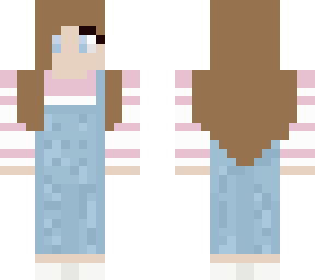 brunette in dungarees