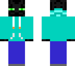 lime-eyed enderman in steve colored hoodie