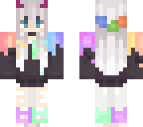 rainbow girl with horns | Minecraft Skin