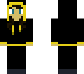 white girl in a black and yellow hoodie