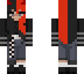 Half red half black hair hachi | Minecraft Skin