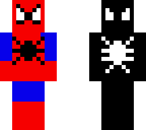 red and blue/black spidey