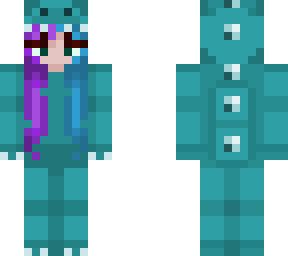 teal dino/purple and blue hair
