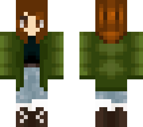 girl in green cardigan