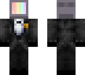 tv head in a tuxedo