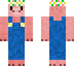 (request) cute pig in a bikini in overalls