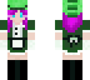 crocodile girl with purple hair in maid outfit