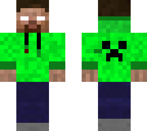 herobrine with creeper hoodie and green head phones