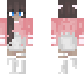 light red/pink egirl, blue eyes
