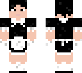 black hair maid dress garters | Minecraft Skin