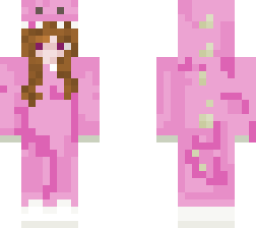 brunette and pink dino