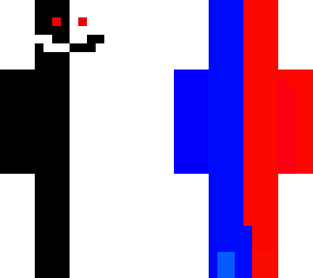 evil blue and red and white and black