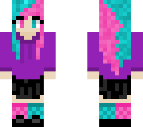pink cyan split hair