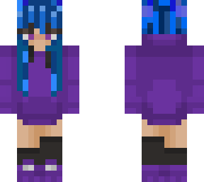 purpled with blue hair