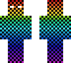 rainbow checkered herobrine with white eyes