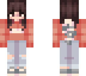 red sweater cute girl with pigtails racoon