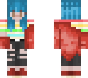 short blue hair rainbow girl