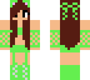 lime cat girl with brown hair/inspired by red cat girl