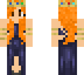 orange hair crown and blue dress