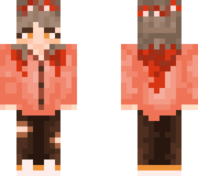 red shirt and red hair with flowercrown