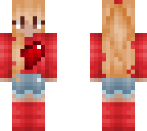 blonde girl w/ ponytail in valentine outfit & shorts