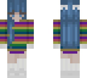 blue haired girl ii  colorful sweater
