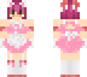 cat gowther in maid dress but pink