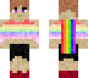 *** femboy with pride flag cap and rainbow croptop