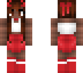 girl in red & white valentine outfit w/ horns