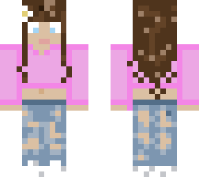 ripped jeans w./ flowers in hair