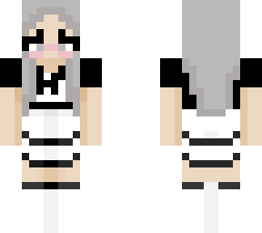silver/grey haired girl in maid dress