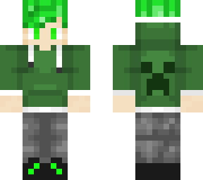 green haired boy skin
