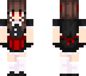maid outfit with devil horns (brown hair)