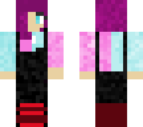 blue and pink shirt with boots and overalls :)