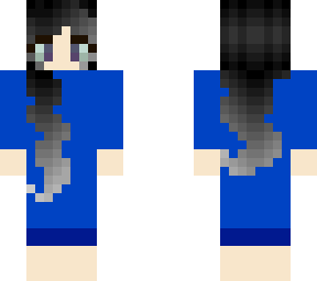 blue dressed black haired girl