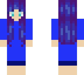 blue dressed blue haired girl