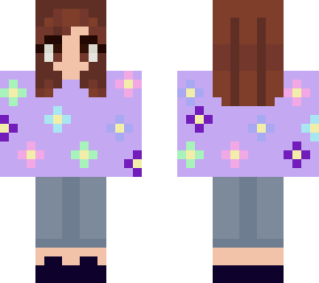 brown haired girl with flower shirt