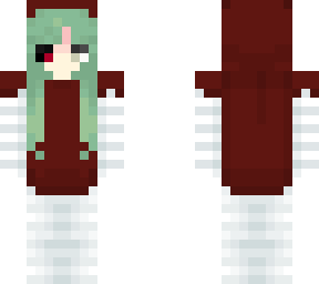 green haired girl with red hoodie