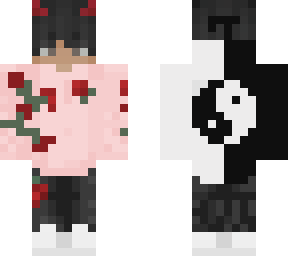 pink rose hoodie with yin yang