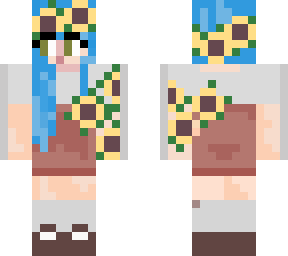 sunflower girl with blue hair