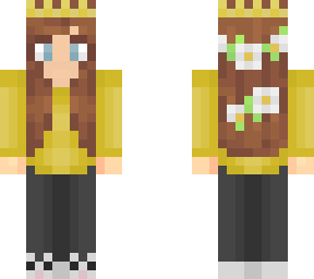 yellow girl crown flower brown hair