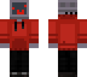computer with red hoodie