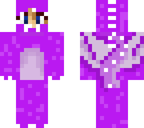 girl in purple dragon onesie