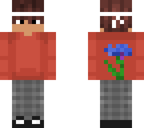 blue cornflower guy with red shirt