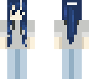 blue girl with ponytail